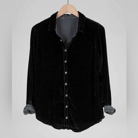CP Shades Romy Velvet Rayon Silk Button Down XS - Picture 1 of 12